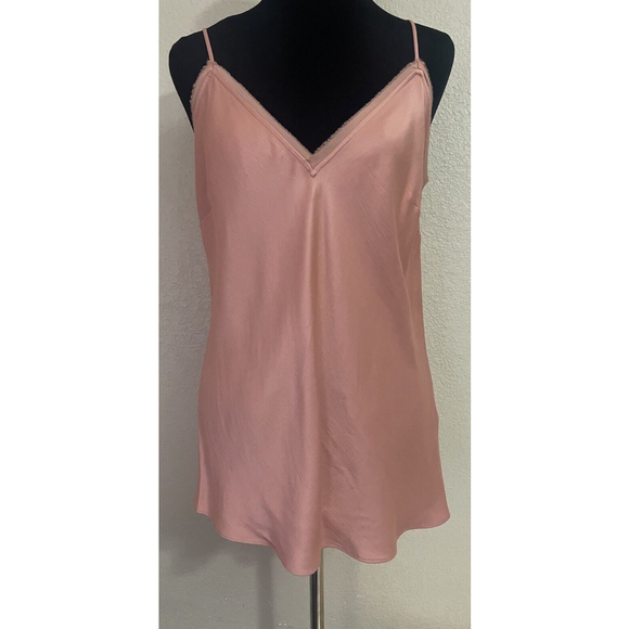 Frame Denim Tops - Frame Denim Satin Lounge Cami In Clay Women’s Large V Neck